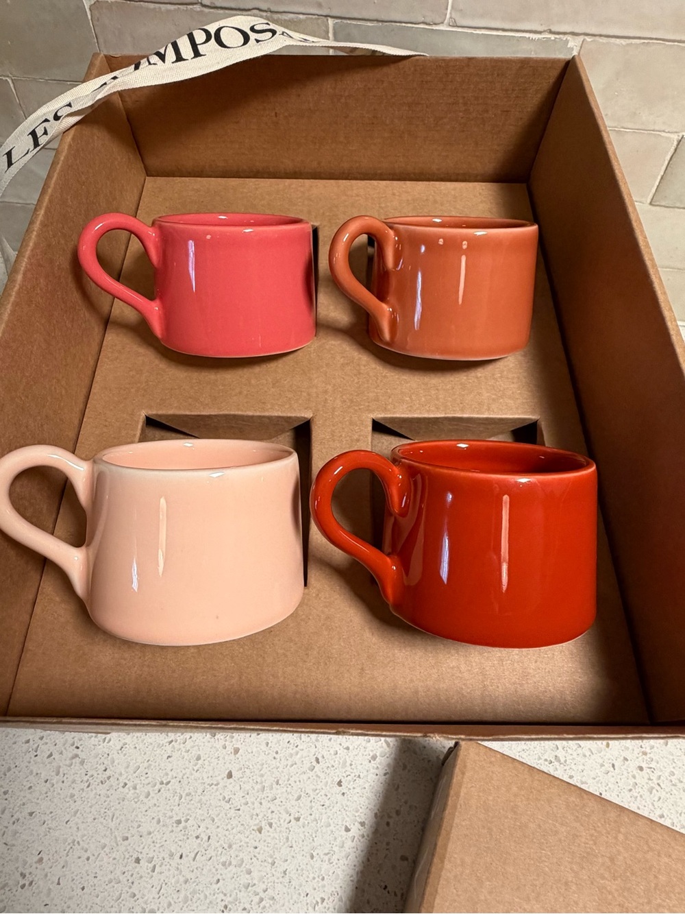 Sezane Set of 4 Ceramic Espresso Cups -Red, Terracotta, Blush & Pink -New in Box - Picture 10 of 15